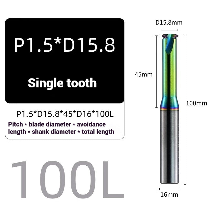 1117-58° metric single tooth aluminum with colorful thread milling cutter tungsten carbide milling cutter machining center carbide end mill Shandong Denso Pricision Tools Co.,Ltd.
